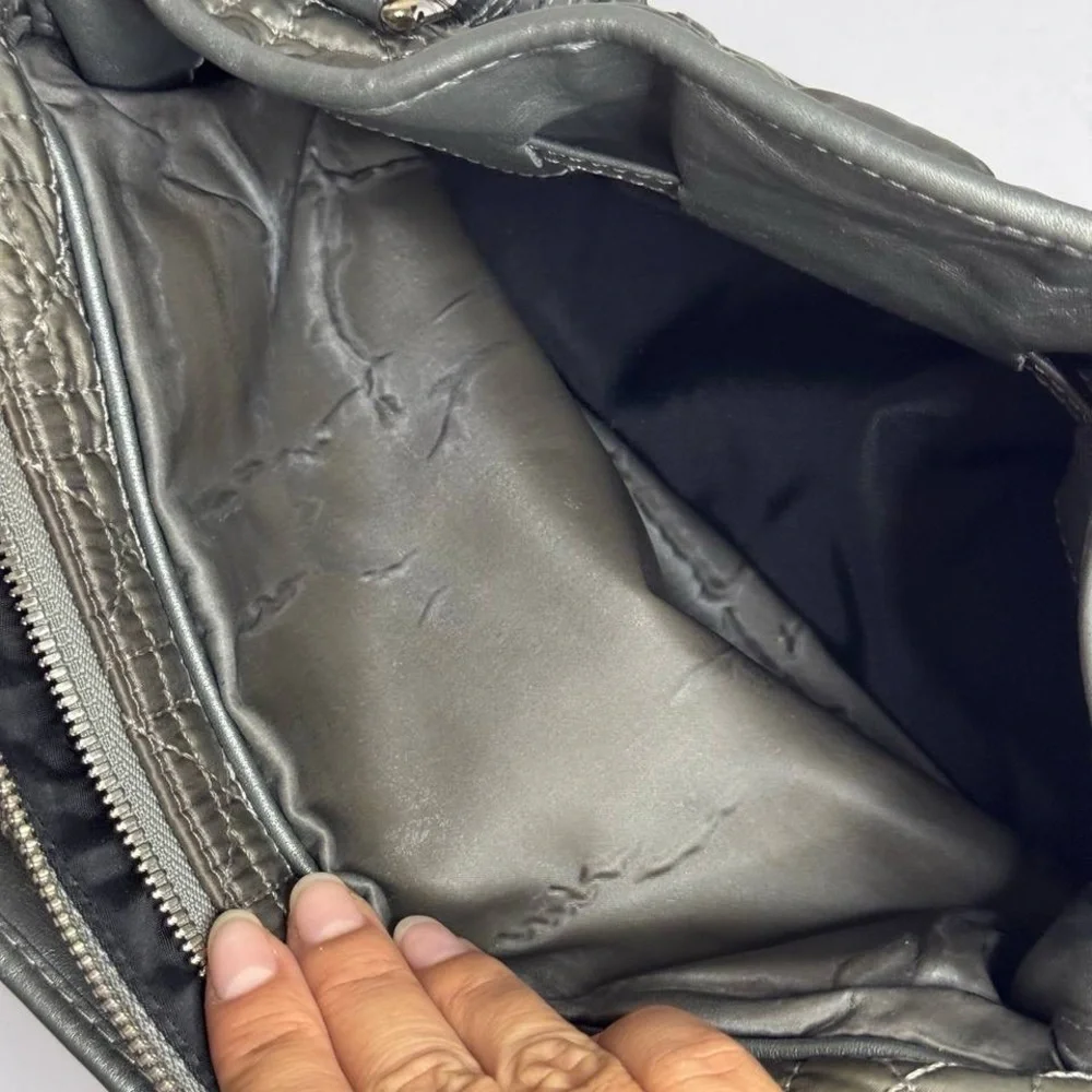 Christian Dior Vintage Iconic Cannage Lady Boston Bag in Metallic Grey - Picture 13 of 16